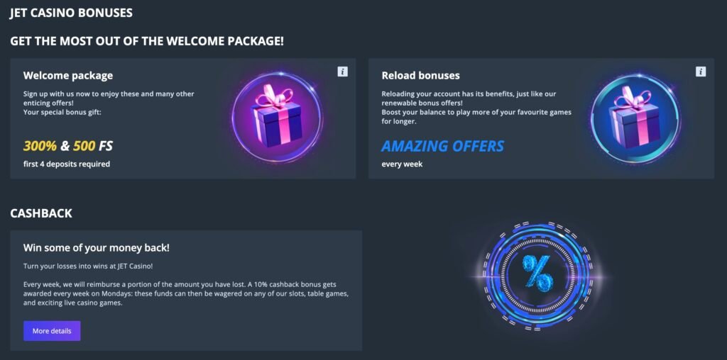 Jet Casino Bonuses and Rewards