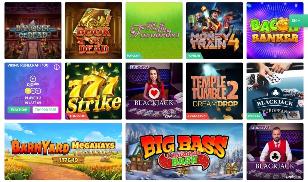 Games Selection at PlayOJO Casino