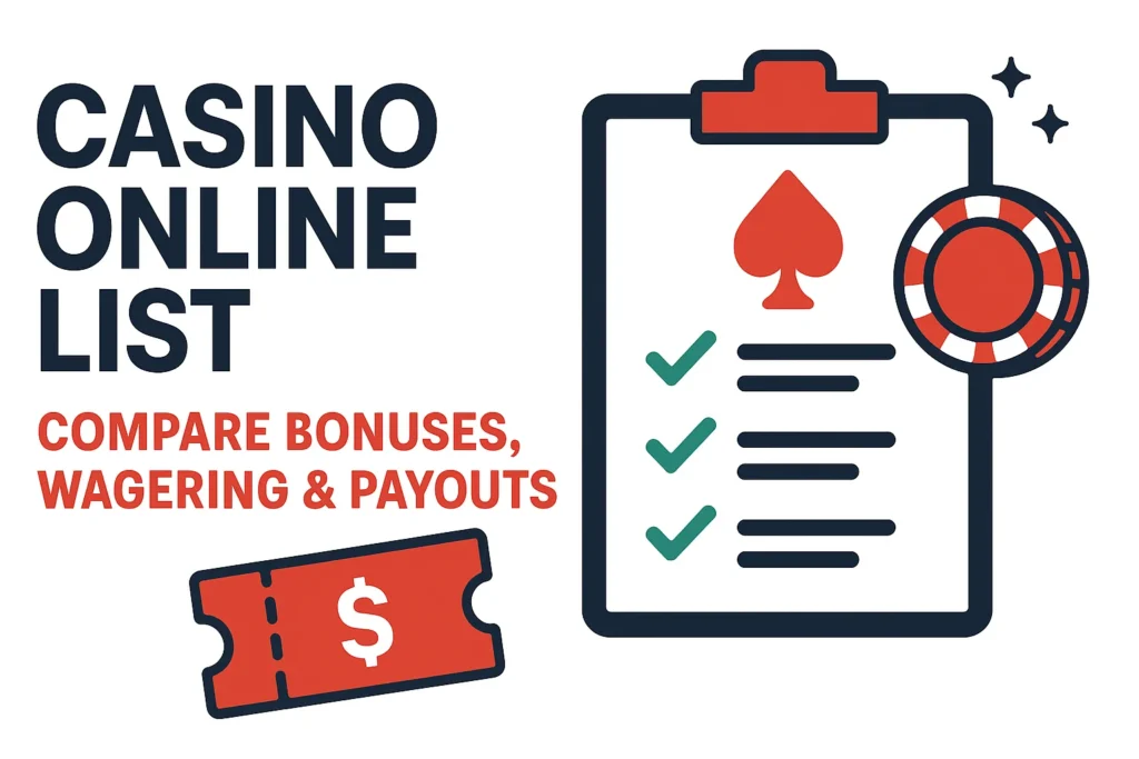 Online casino bonus checklist with offers and free spins